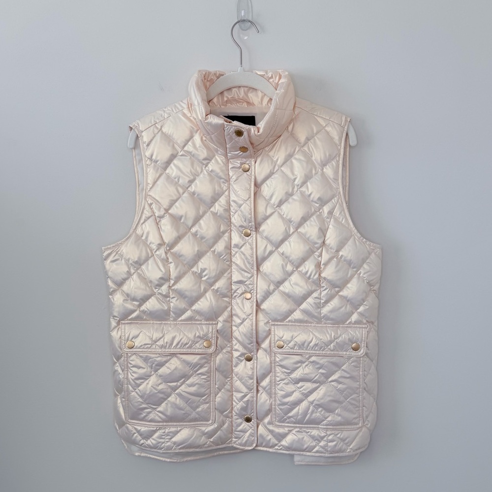 TALBOTS QUILTED DOWN PUFFER VEST PEARLIZED CLOUD Outdoor Size Large - Picture 2 of 11